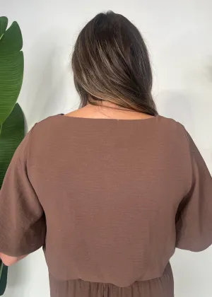 KLD Matte Crepe Bubble Sleeve Crop Top