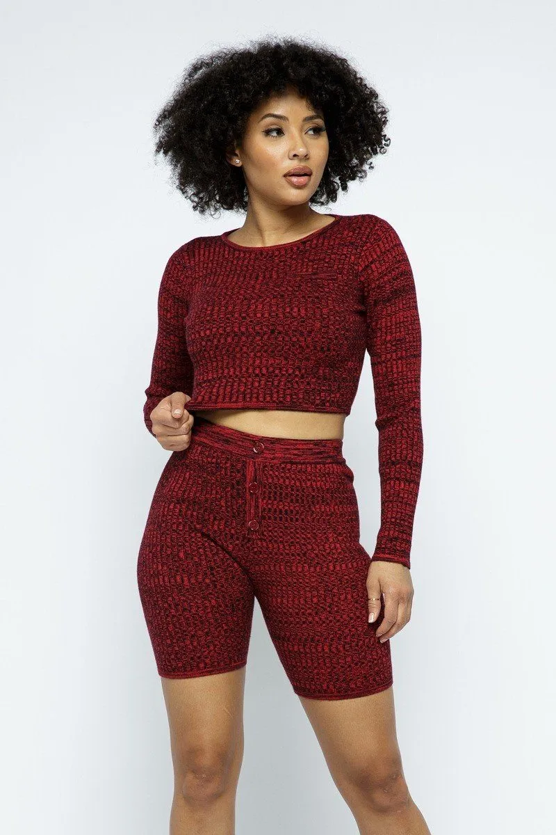 Knit High-waist Biker Shorts Set