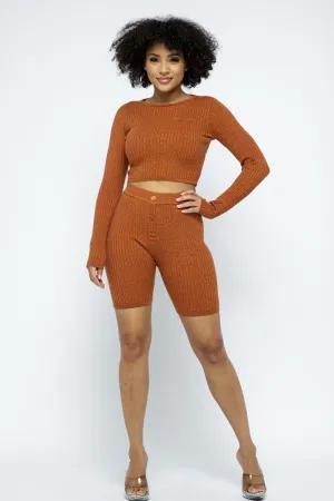 Knit High-waist Biker Shorts Set