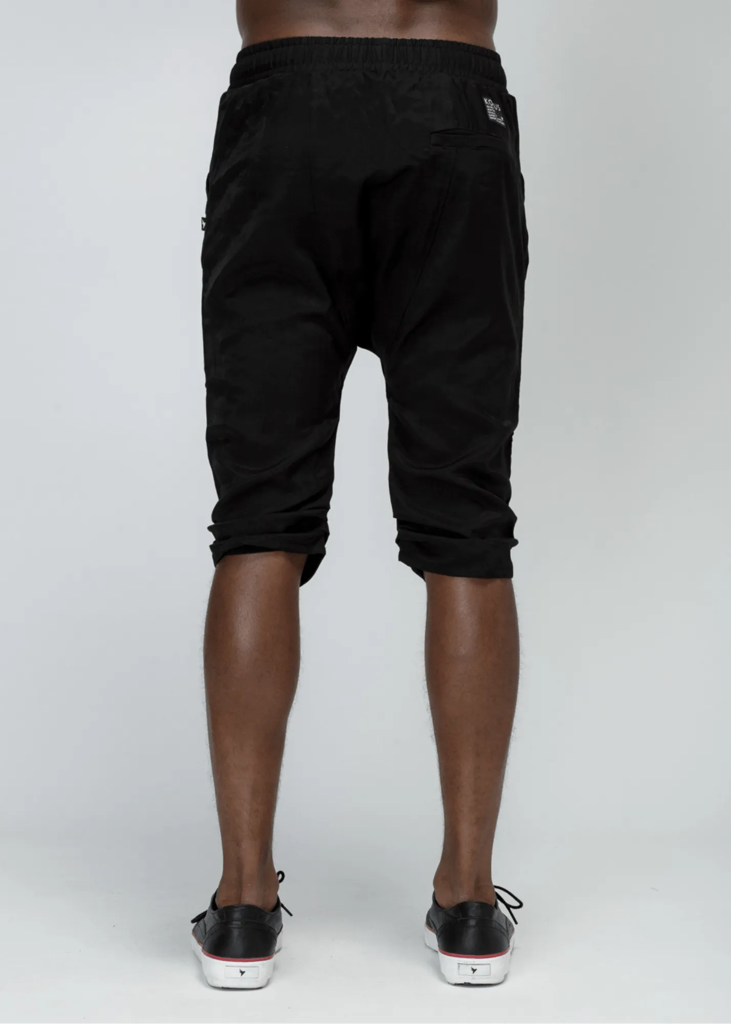 Konus Men's Drop Crotch Over Knee Shorts in Black