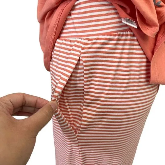 KOOLABURRA by Ugg Striped Peach 2-Piece Lounge top &amp; Cropped Pants Set sz S New