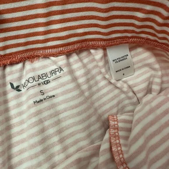 KOOLABURRA by Ugg Striped Peach 2-Piece Lounge top &amp; Cropped Pants Set sz S New