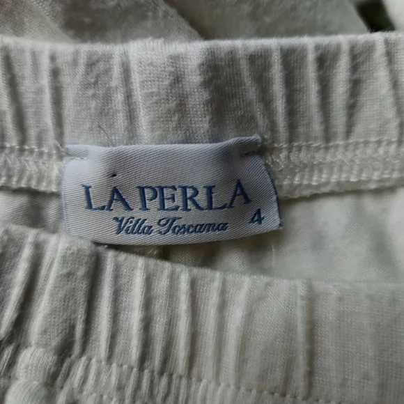 La Perla Sleepwear Pajama Lounge Set White/Off-White Size 4 = Large