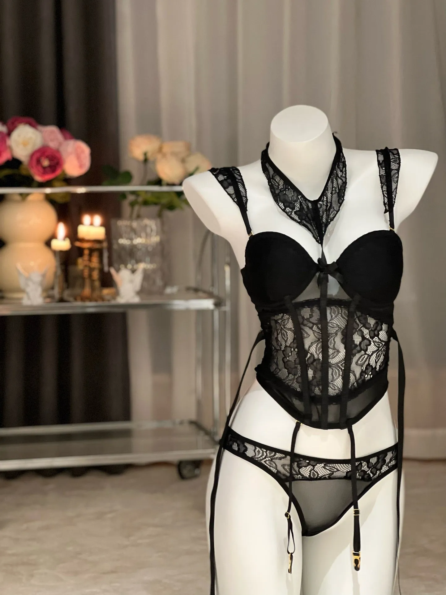 Lace Corset Lingerie Set