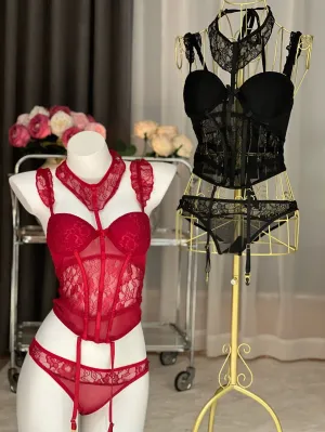 Lace Corset Lingerie Set