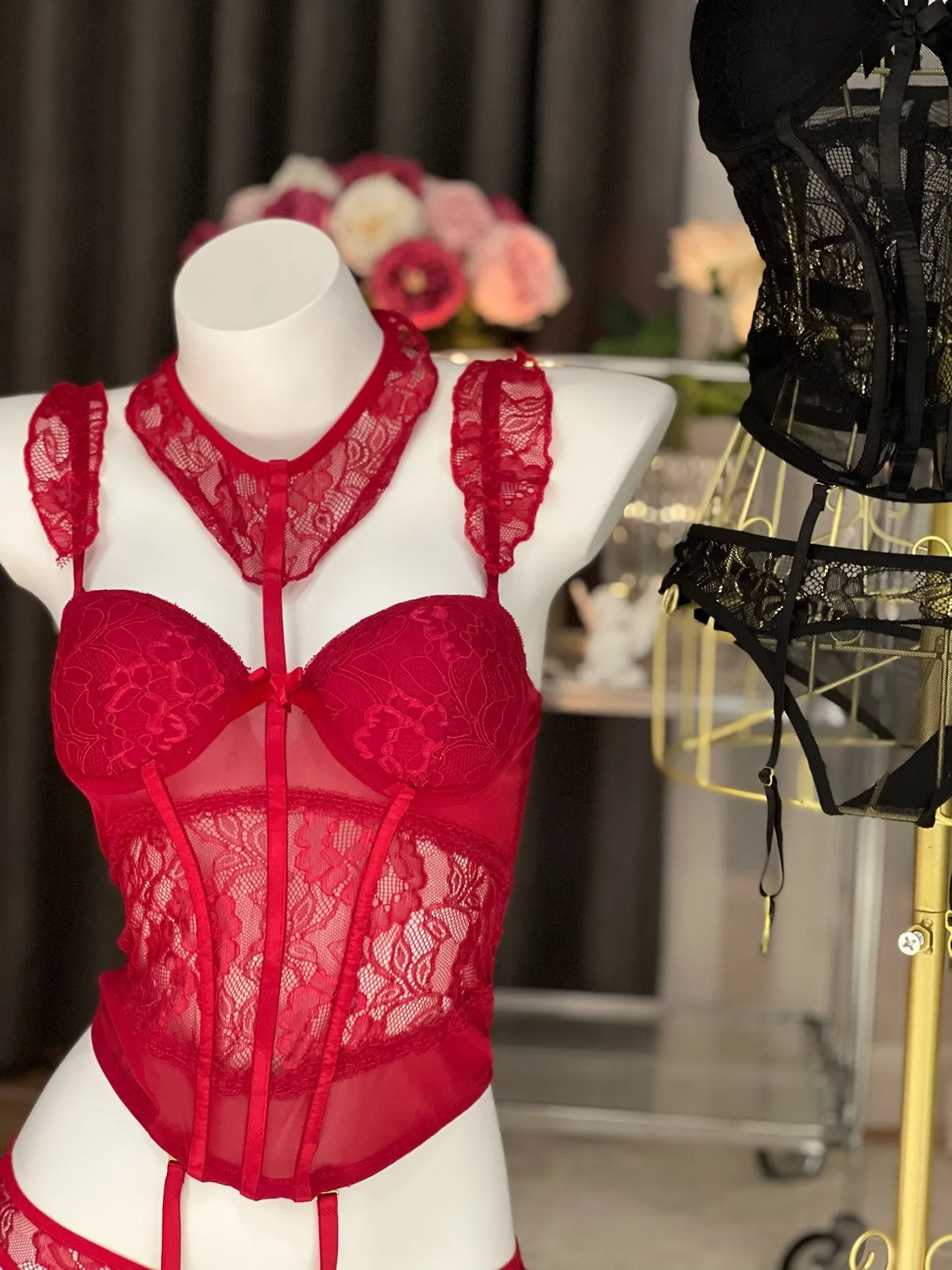 Lace Corset Lingerie Set