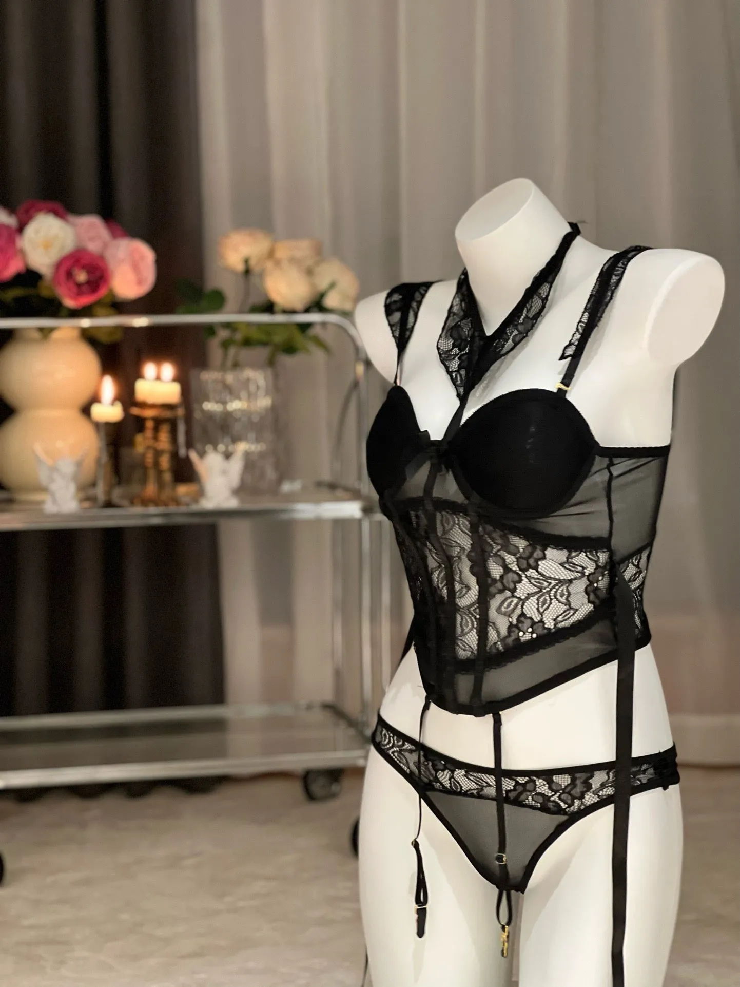 Lace Corset Lingerie Set