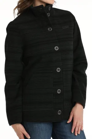 LADIES BLACK PRINT WOOL JACKET