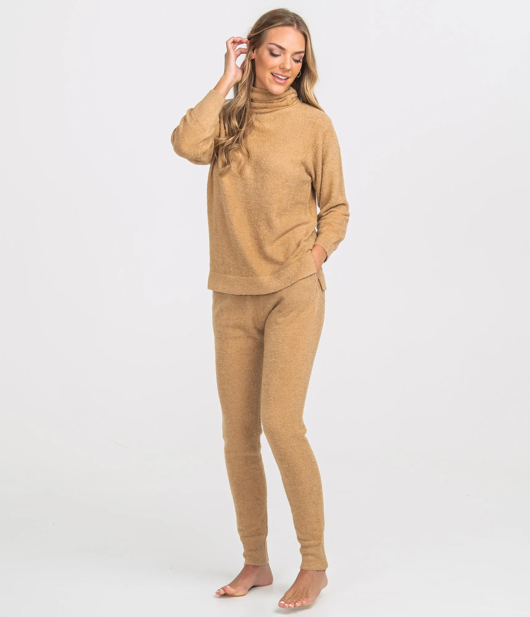 LADIES SOUTHERN SHIRT DREAMLUXE TURTLENECK SWEATER - BOURBON