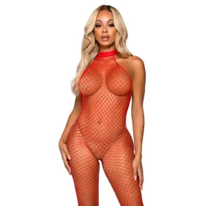 Leg Avenue Sexy Red Neck Bodystocking Uk 6 to 12