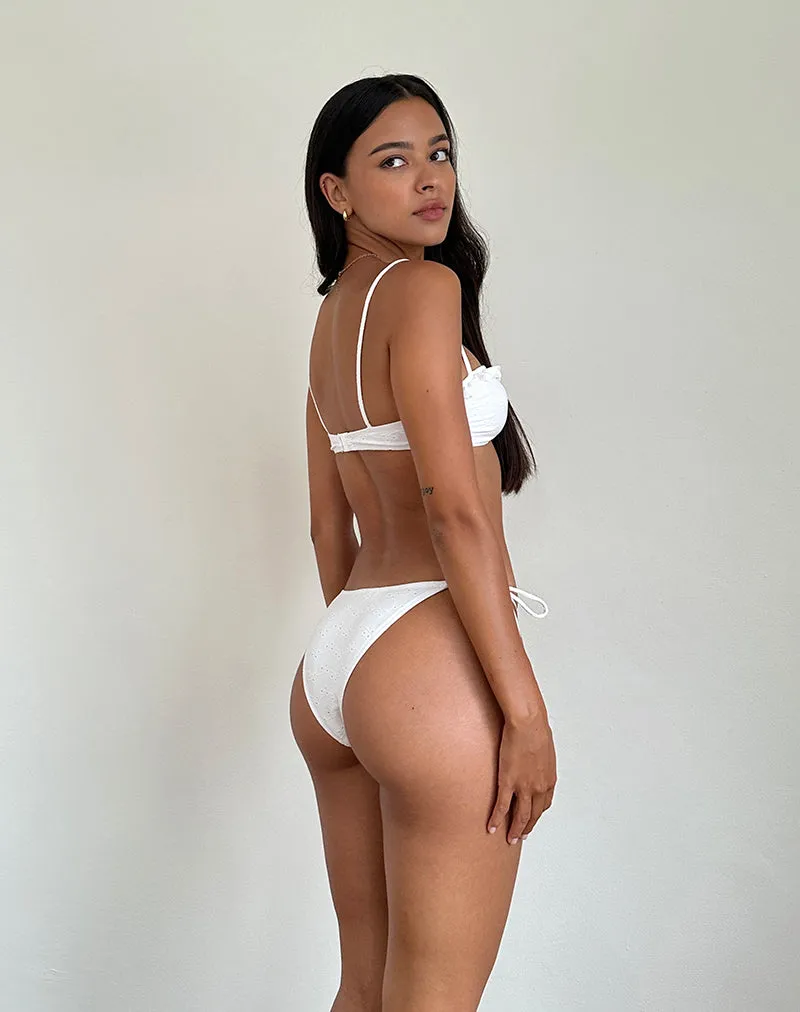 Lentra Bikini Bottom with Frill in Broderie White