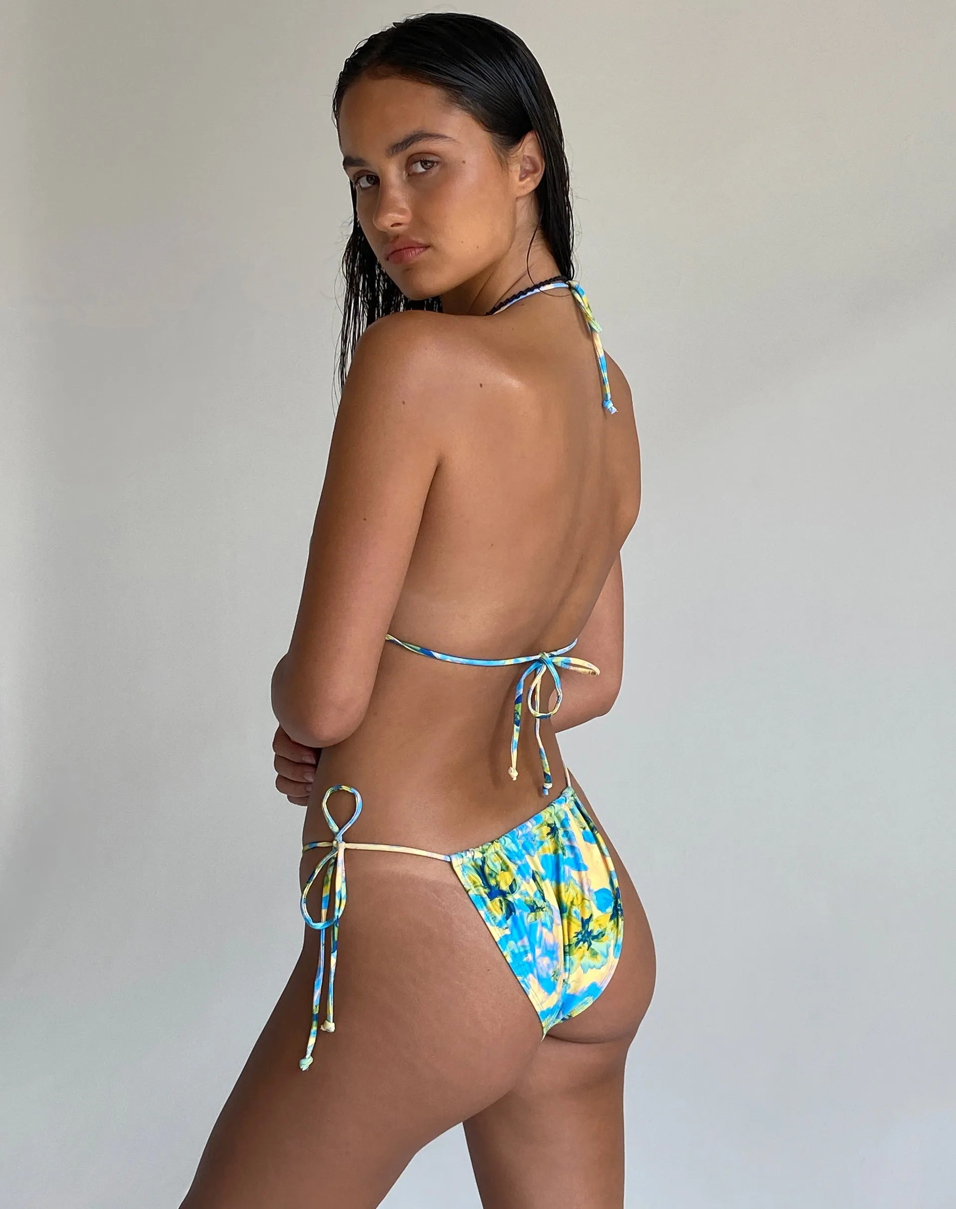 Leyna Bikini Bottom in Blue Watercolour Floral