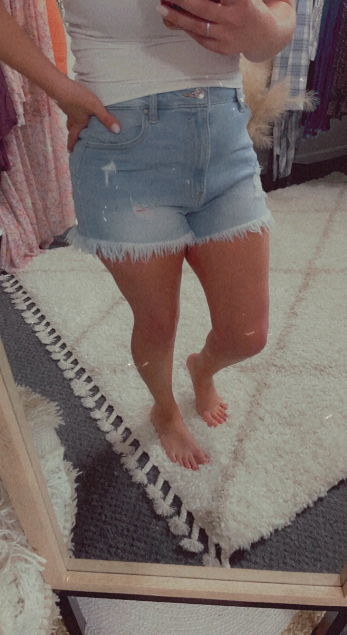 Light Distressed Denim Shorts