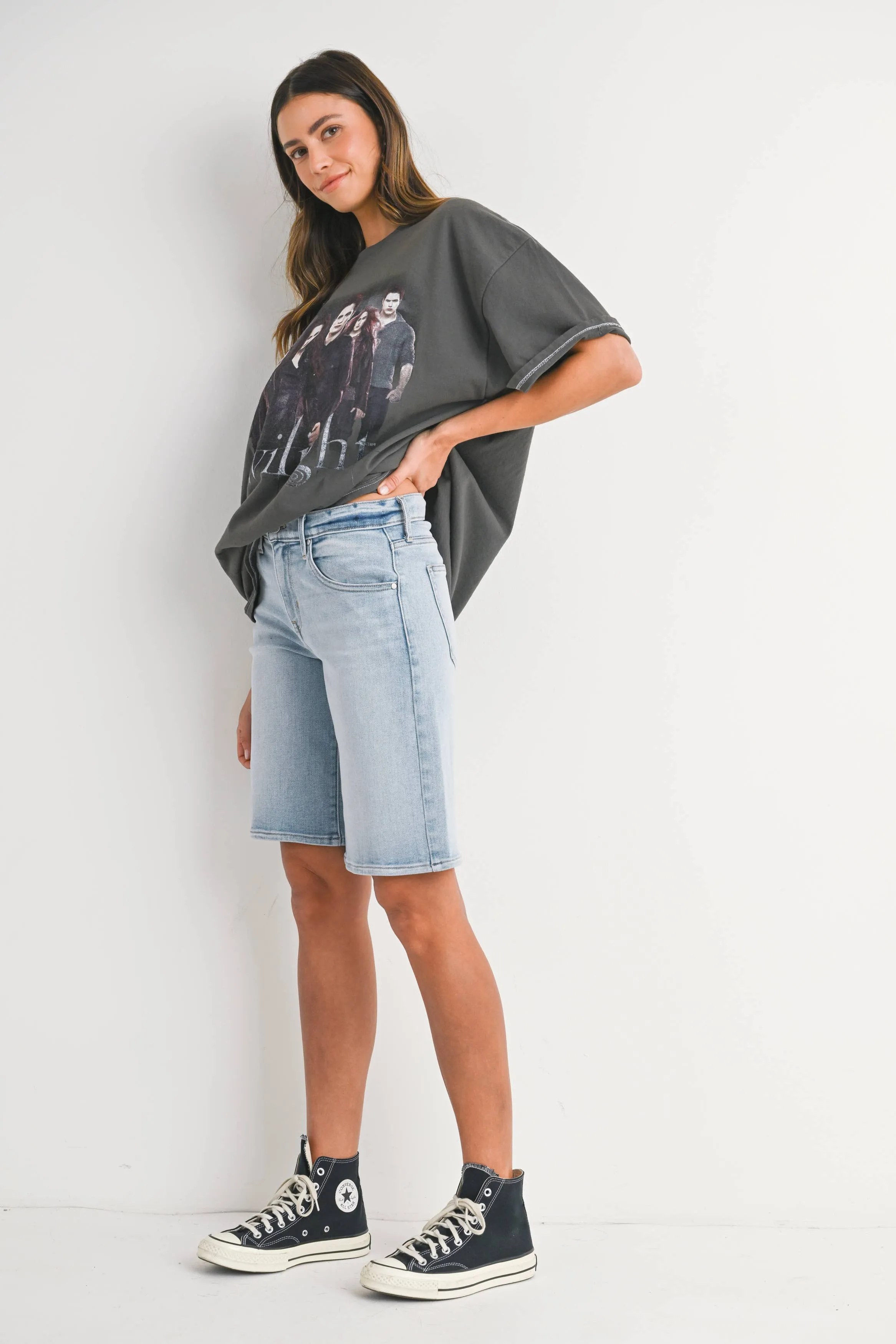 Light Wash Denim Jorts