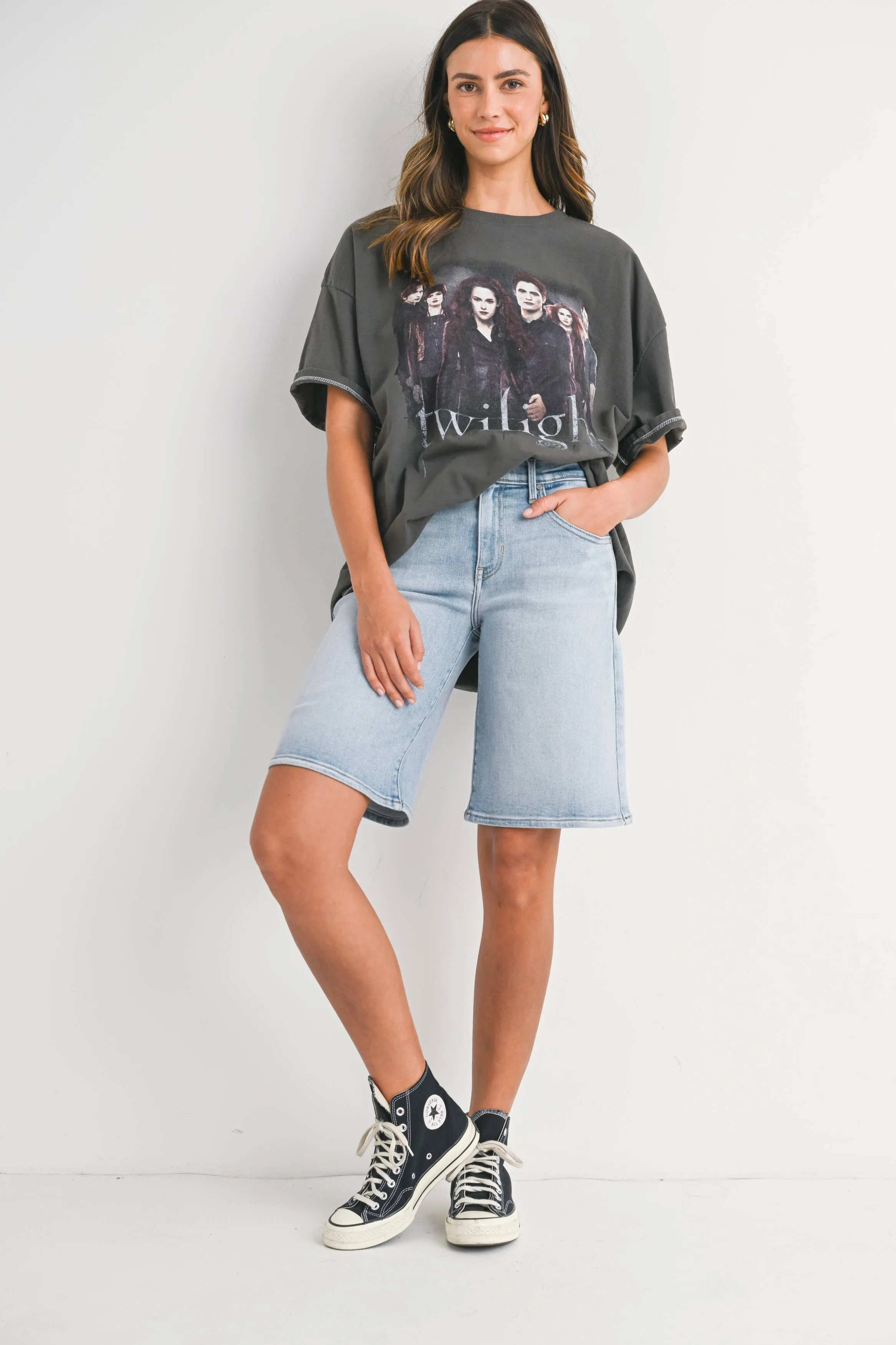 Light Wash Denim Jorts