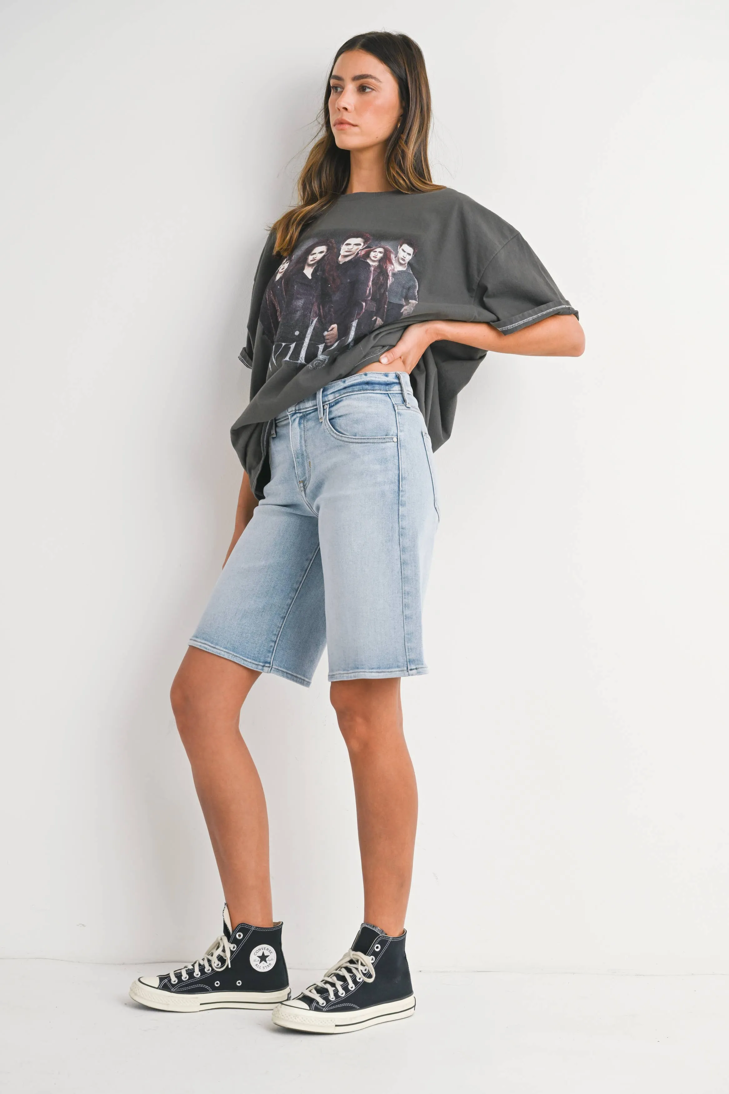 Light Wash Denim Jorts