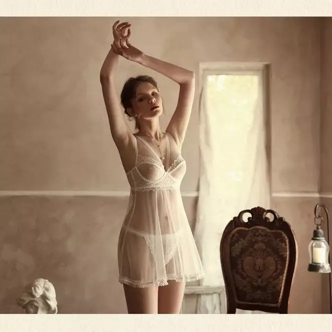 Lisa Mesh Lace Sleepwear - White