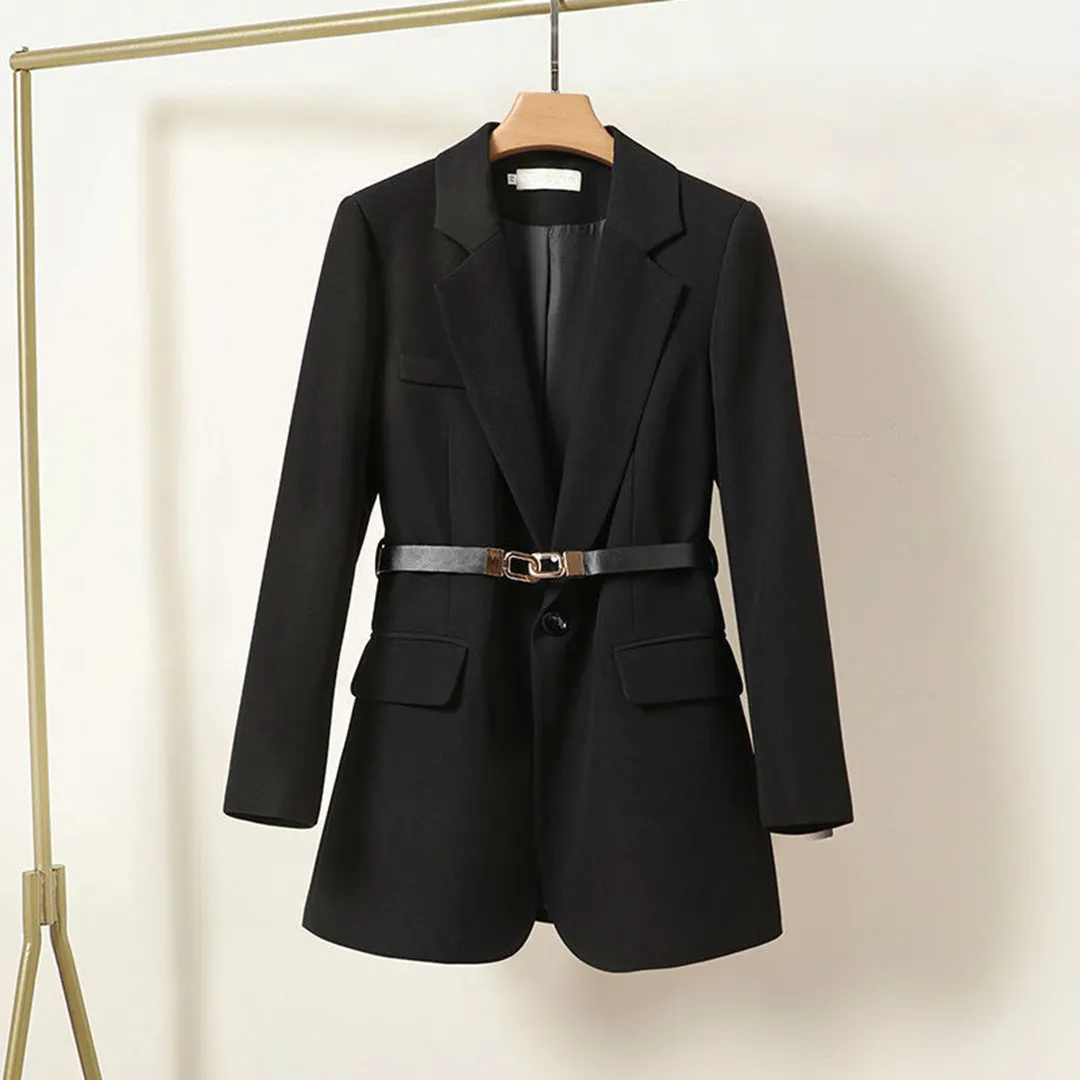 Lisanna - Elegant long blazer with belt for women