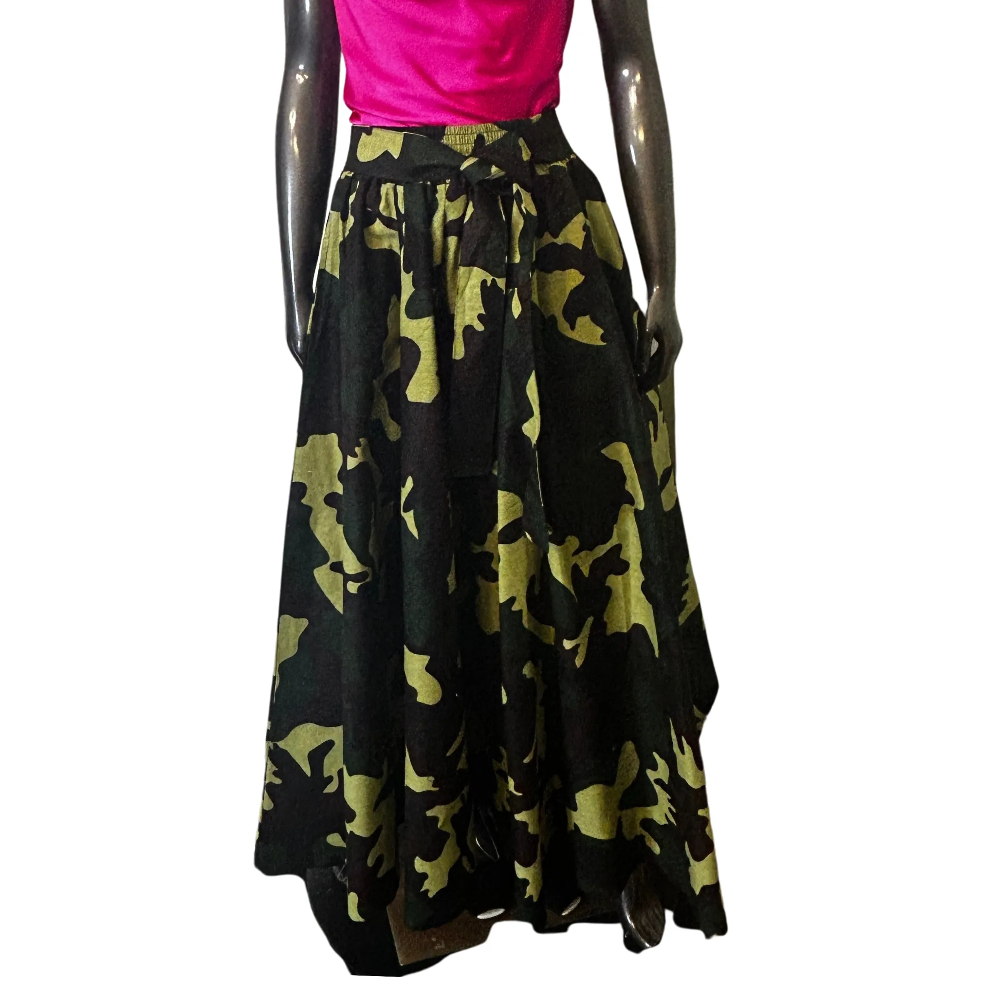 Long Maxi Skirt- Green Camouflage