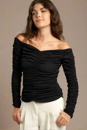 Long Sleeve Off Shoulder Ruched Top