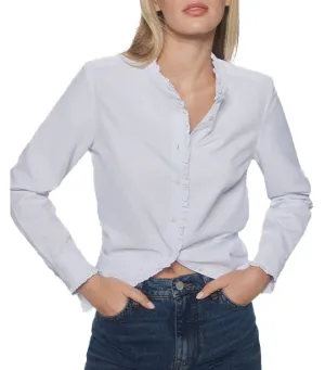 Long Sleeve Ruffled Shirt White