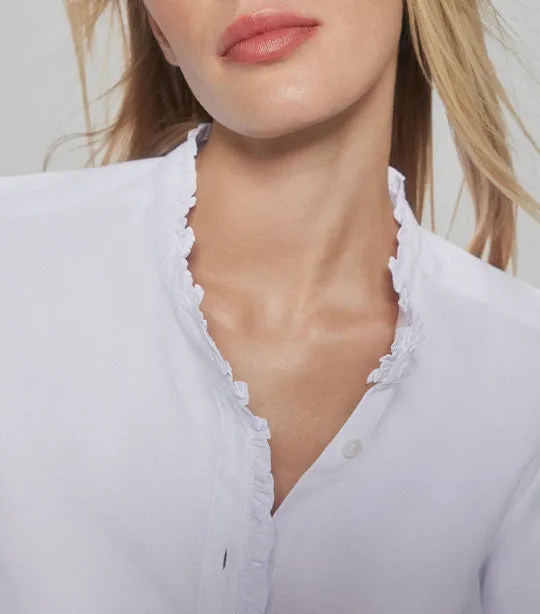 Long Sleeve Ruffled Shirt White