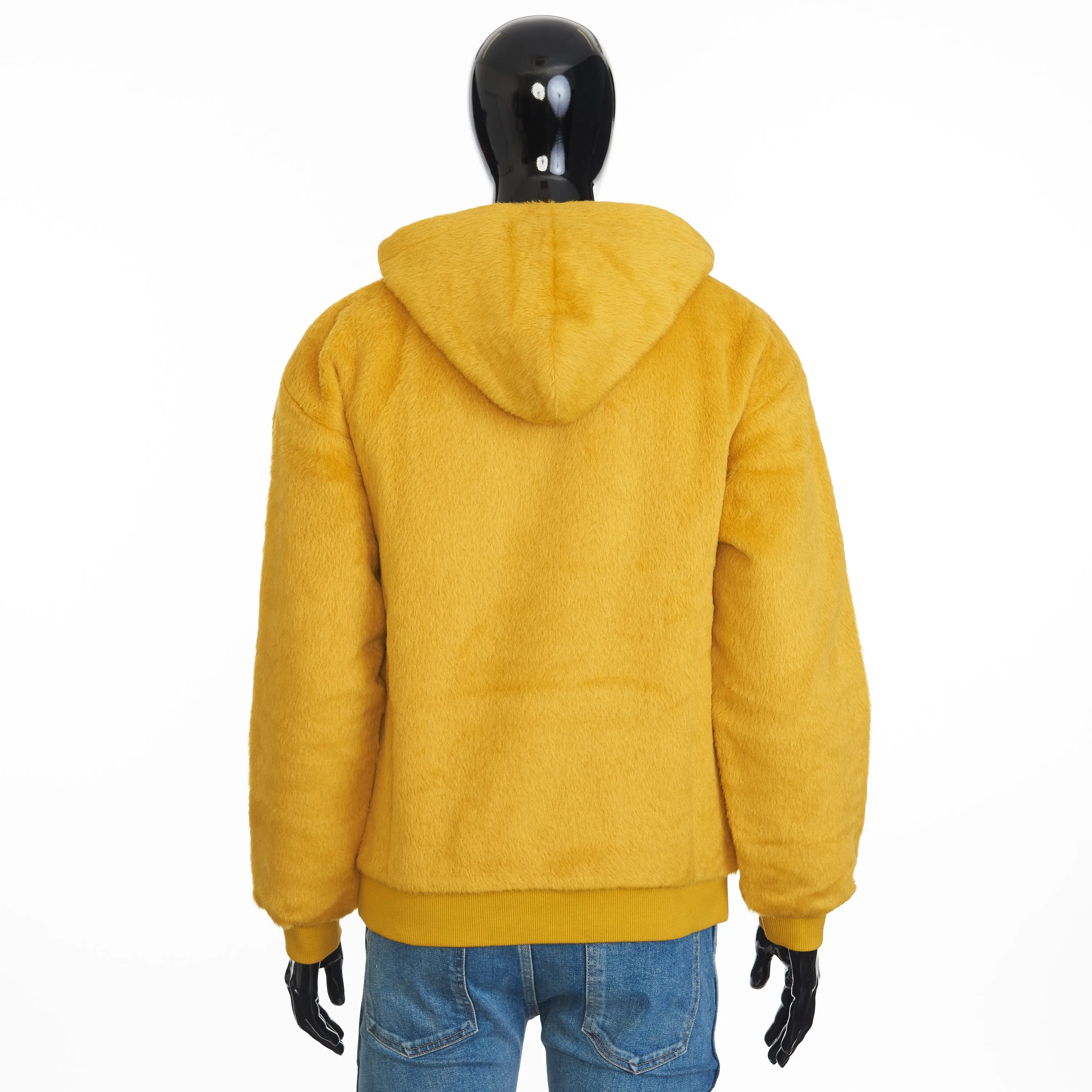 Loose Fit Hoodie In Fuzzy Yellow Wool With Sequined Celine Embroidery