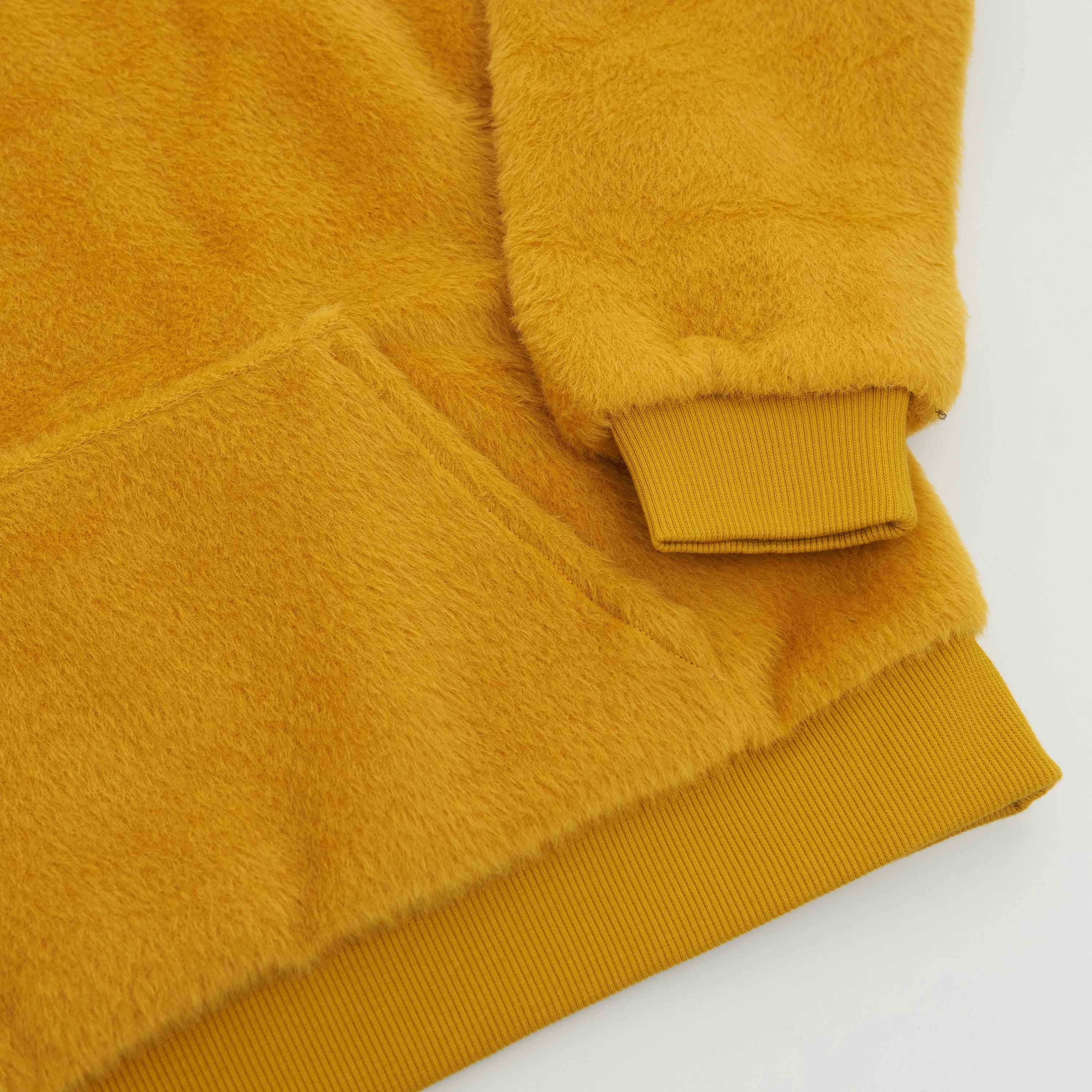Loose Fit Hoodie In Fuzzy Yellow Wool With Sequined Celine Embroidery
