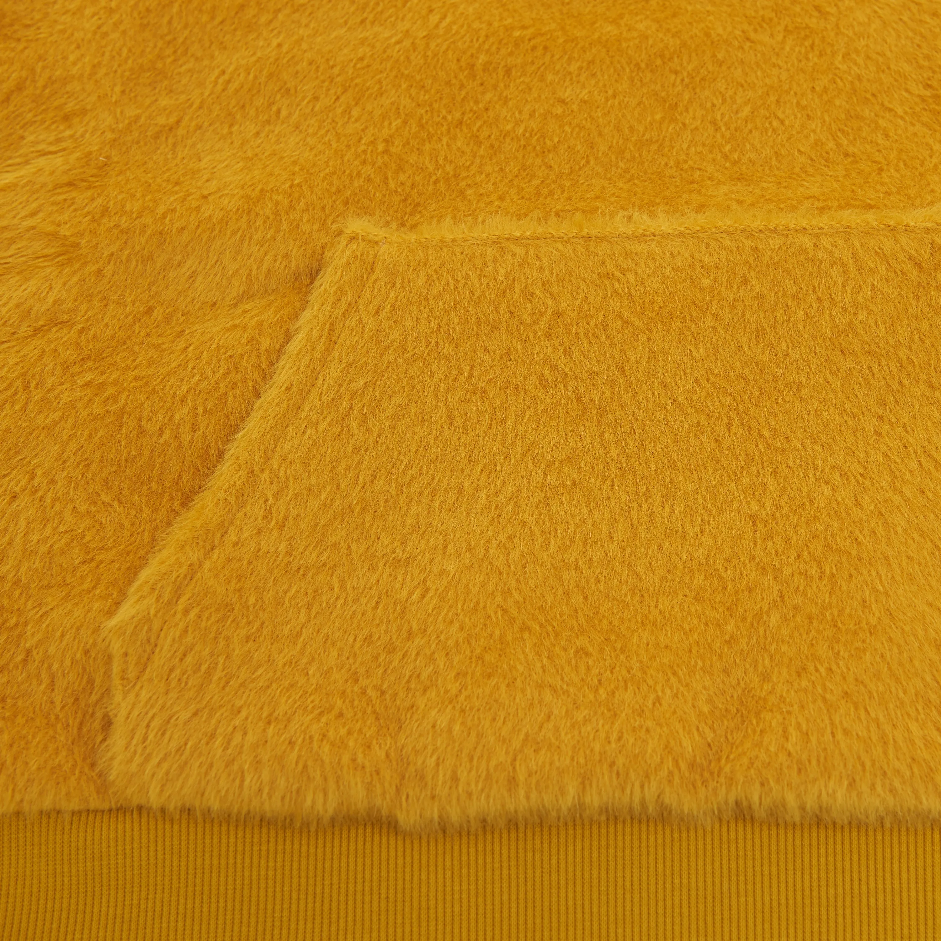 Loose Fit Hoodie In Fuzzy Yellow Wool With Sequined Celine Embroidery