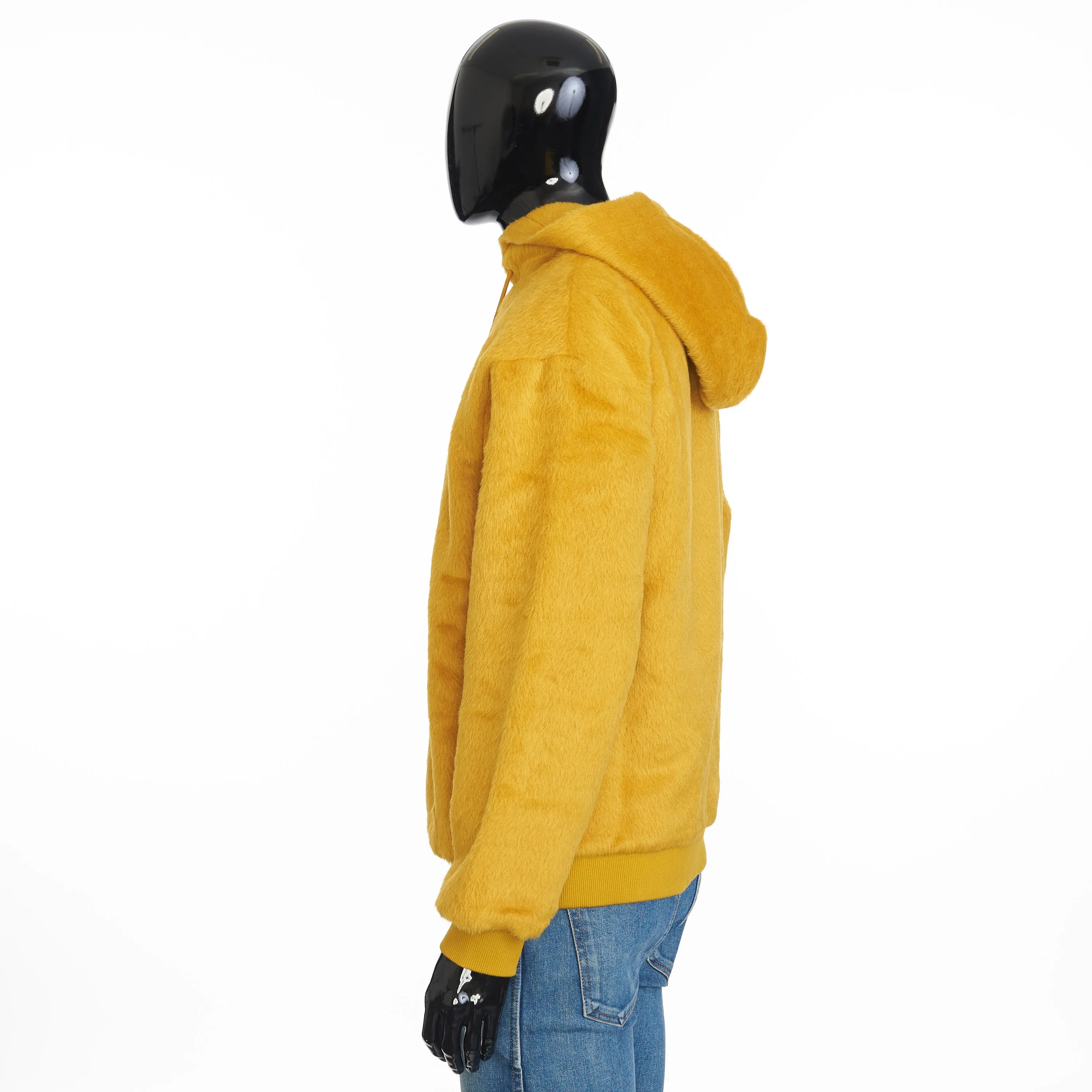 Loose Fit Hoodie In Fuzzy Yellow Wool With Sequined Celine Embroidery
