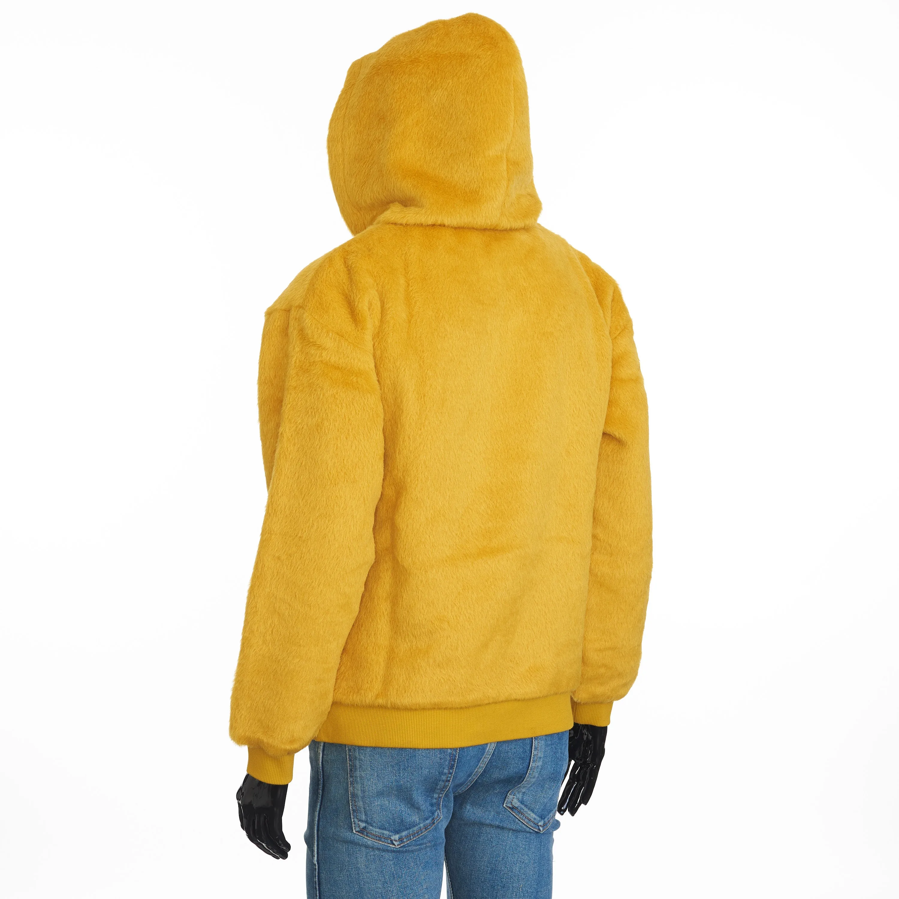 Loose Fit Hoodie In Fuzzy Yellow Wool With Sequined Celine Embroidery