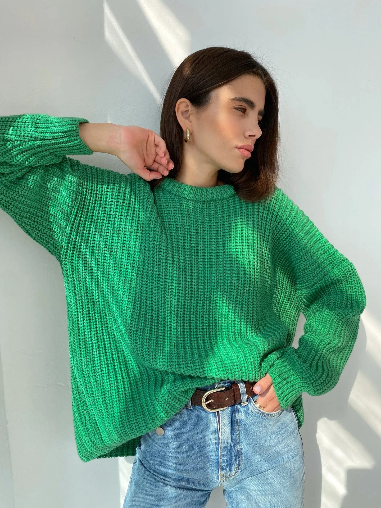 Loose Fitting Women's Pullover Acrylic Sweater