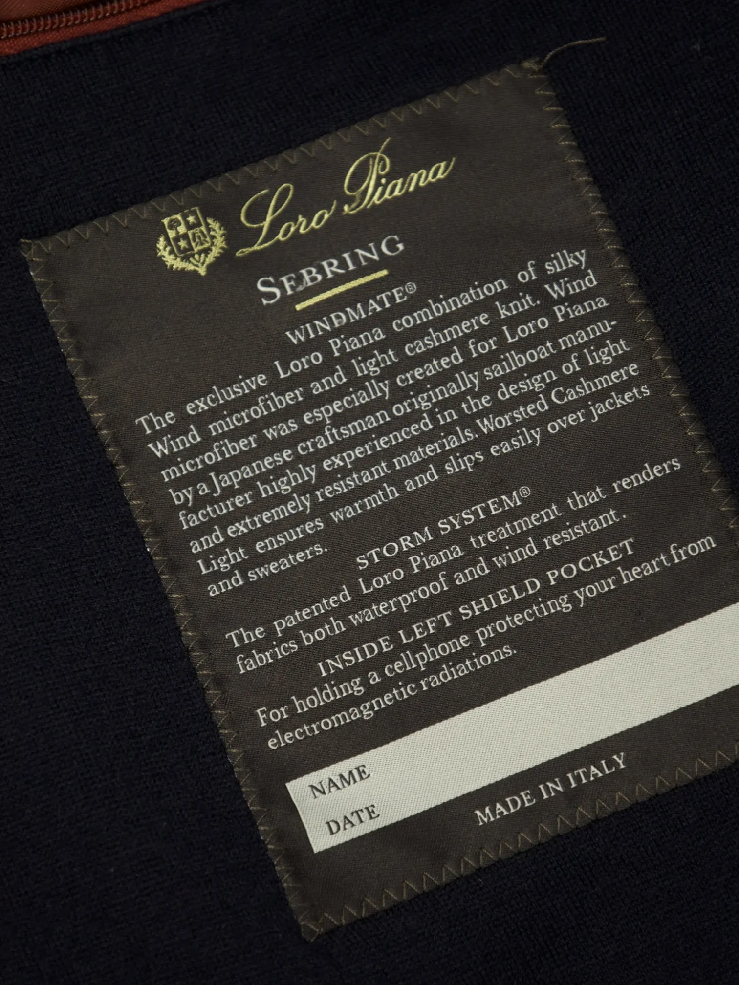 Loro Piana Navy Sebring Windmate Car Coat