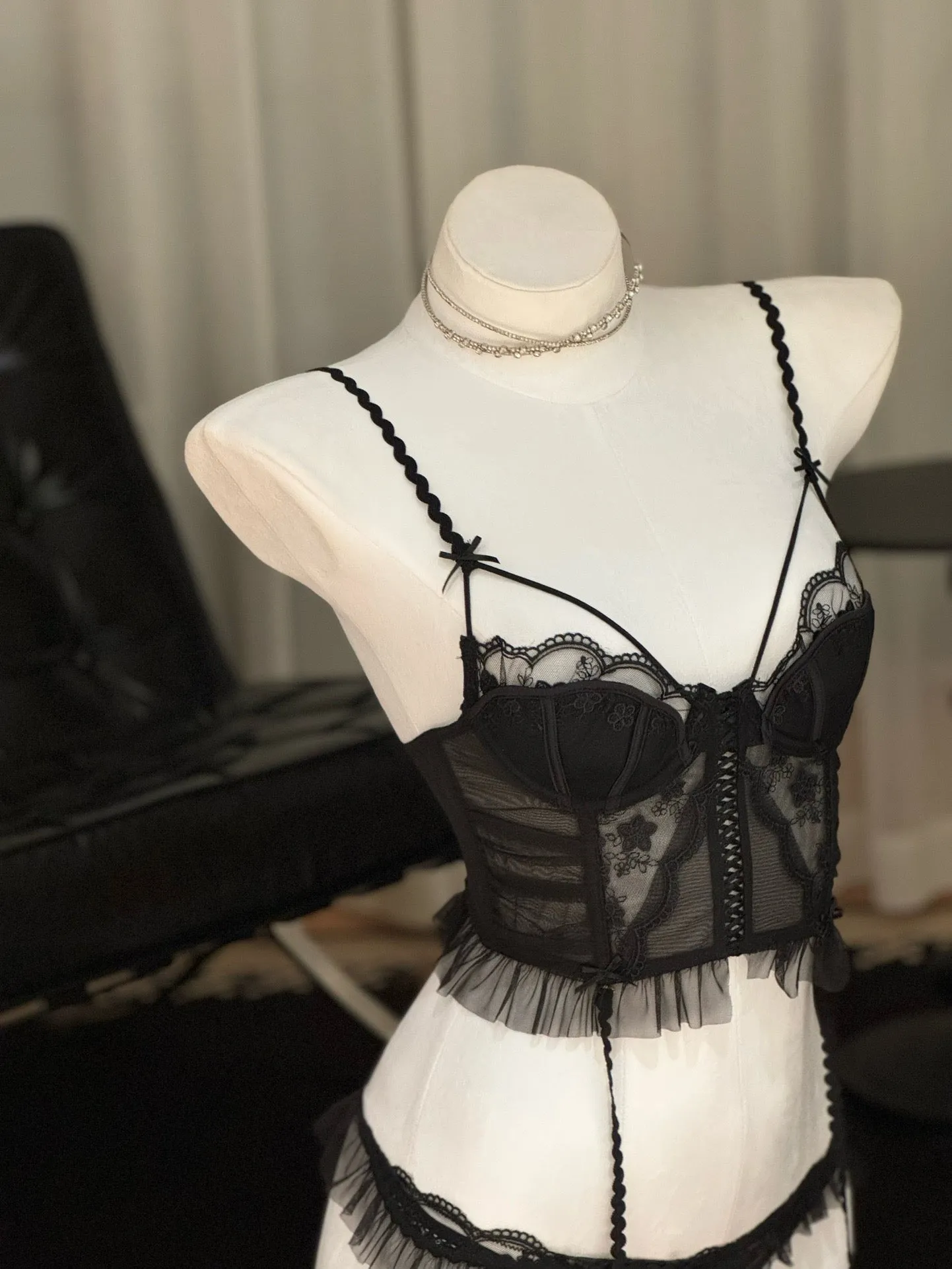 Love Sickness Black Sexy Lingerie Set