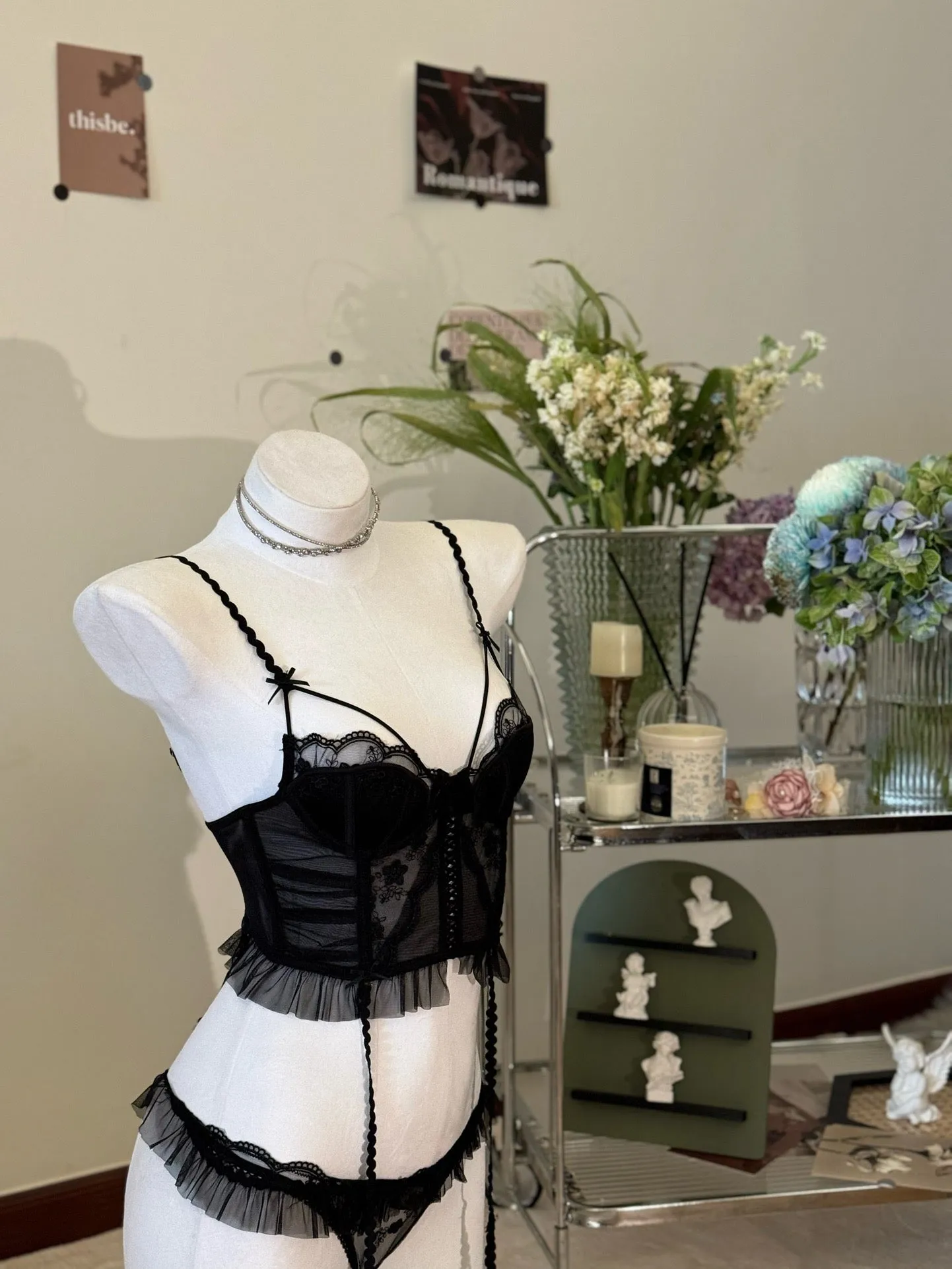 Love Sickness Black Sexy Lingerie Set