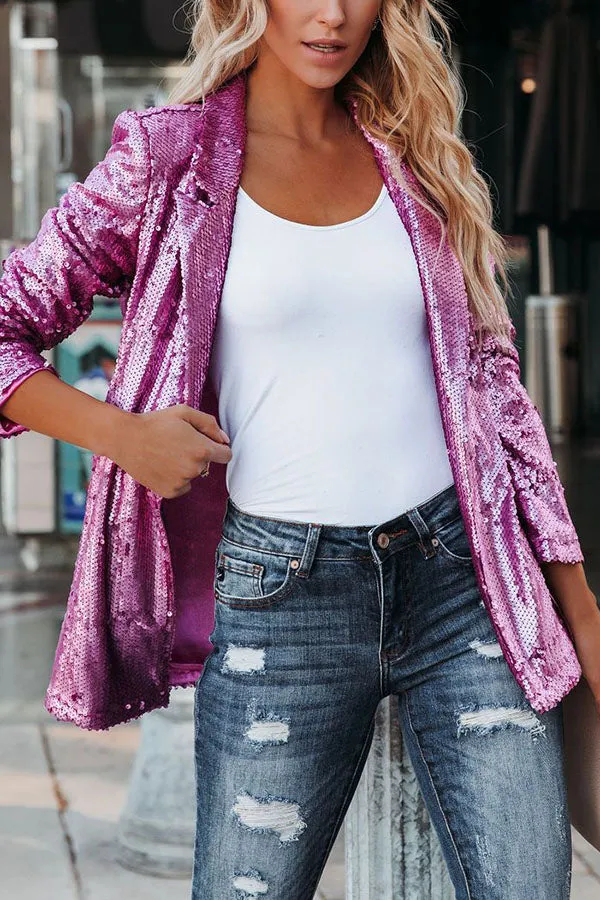 Lucie - Long-sleeved modern blazer with sequins for women