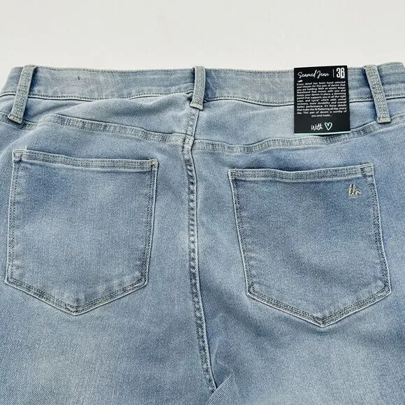 Lularoe Seamed Jeans High Rise Straight Leg Stretch Light Wash Womens Sz 36 NWT