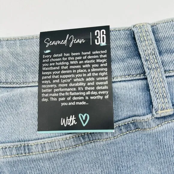 Lularoe Seamed Jeans High Rise Straight Leg Stretch Light Wash Womens Sz 36 NWT