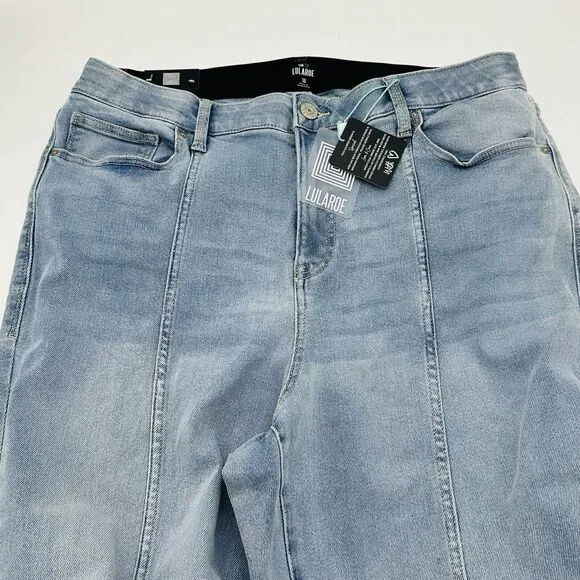 Lularoe Seamed Jeans High Rise Straight Leg Stretch Light Wash Womens Sz 36 NWT