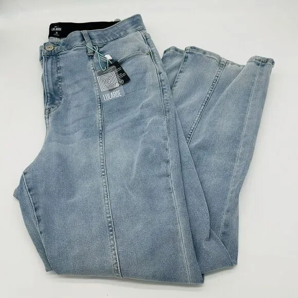 Lularoe Seamed Jeans High Rise Straight Leg Stretch Light Wash Womens Sz 36 NWT