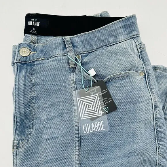 Lularoe Seamed Jeans High Rise Straight Leg Stretch Light Wash Womens Sz 36 NWT
