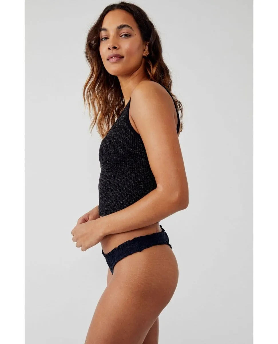 Lurex Solid Rib Brami Black Combo