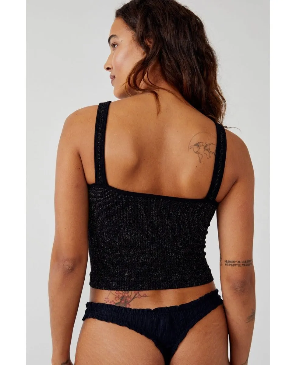 Lurex Solid Rib Brami Black Combo