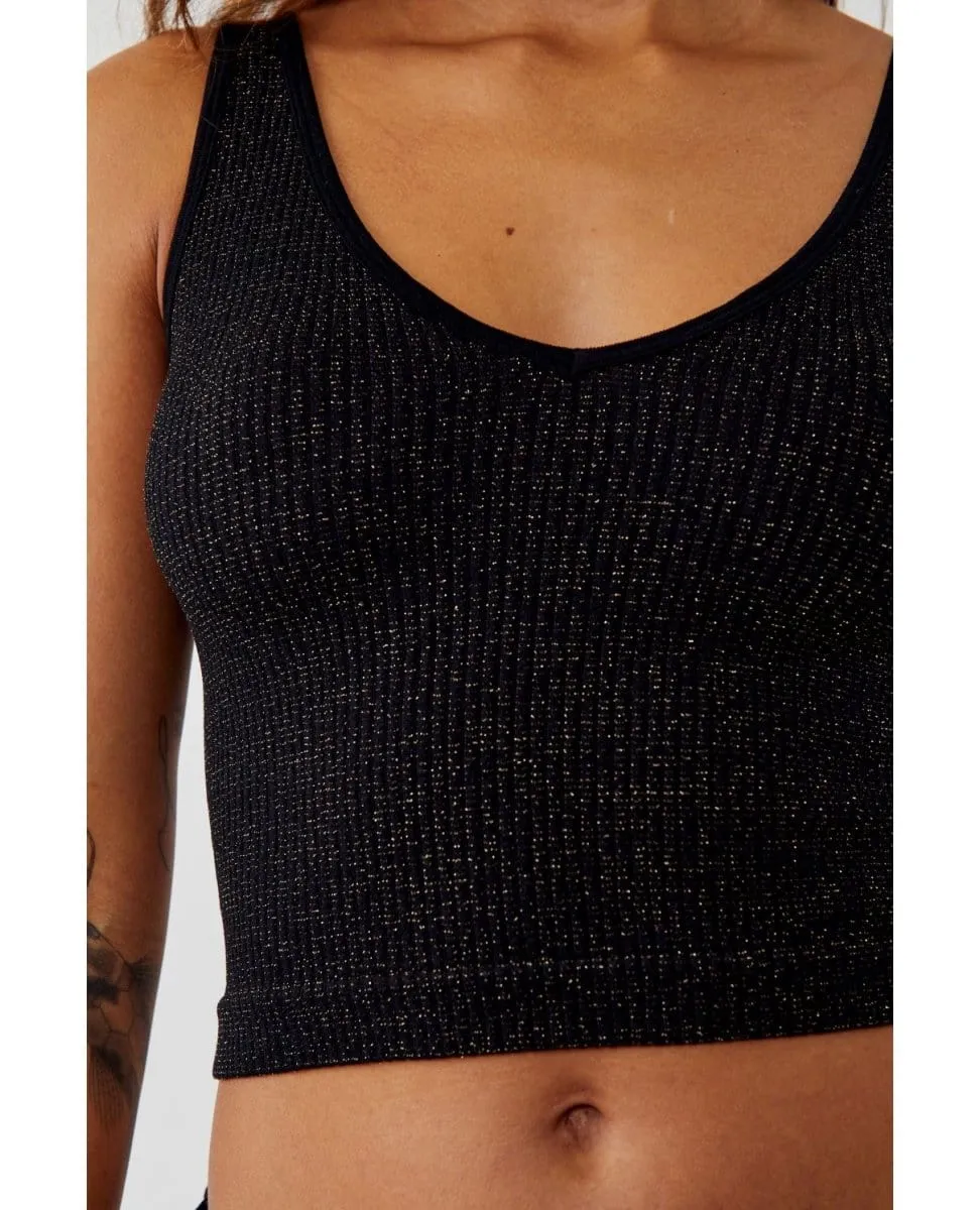 Lurex Solid Rib Brami Black Combo