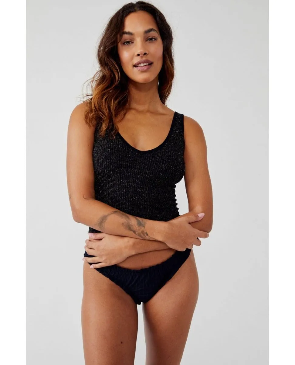 Lurex Solid Rib Brami Black Combo