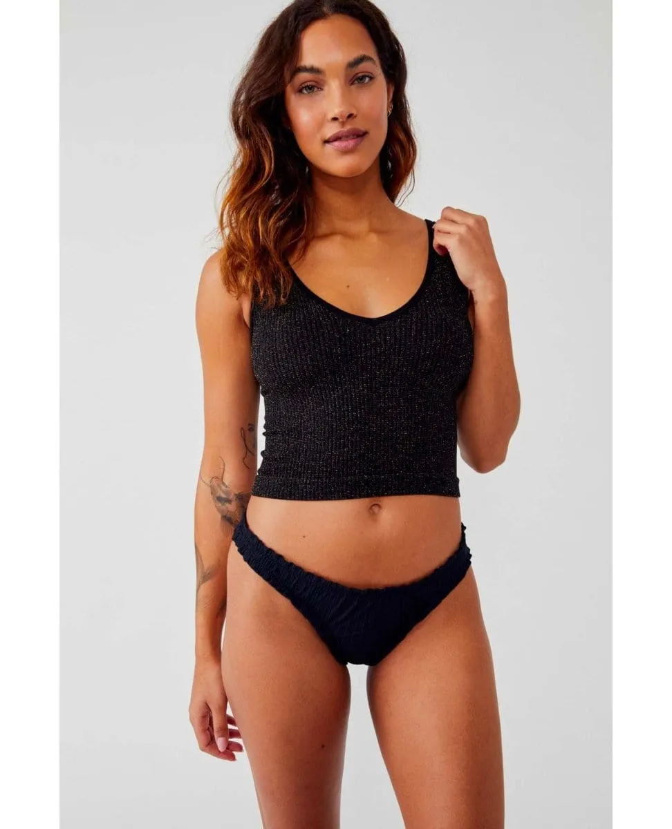 Lurex Solid Rib Brami Black Combo