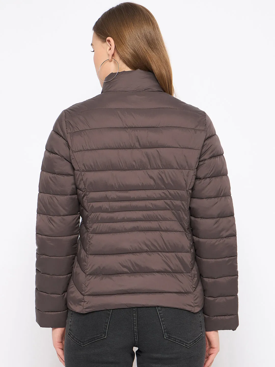 Madame Nylon Coffee Brown Quilted Jacket