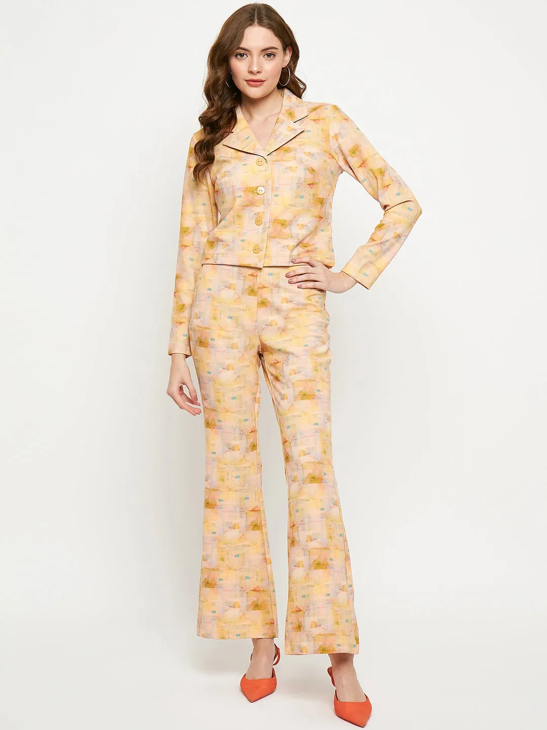 Madame Peach Abstract Print Co-Ord Set