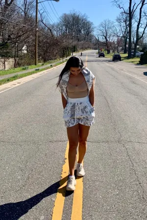 MADDY COTTON SHORTS ( WHITE/GRAY)