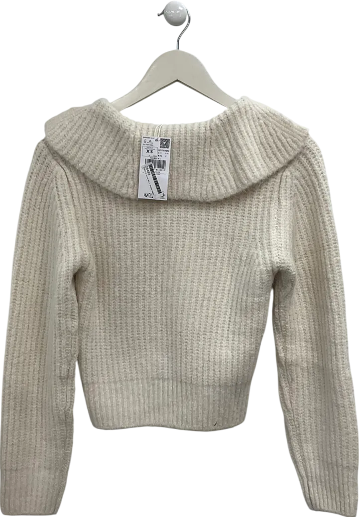 MANGO Cream Collared Jumper UK XS